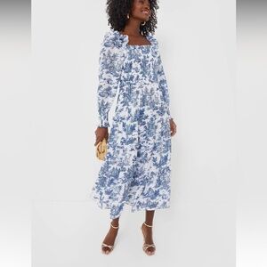 HYACINTH HOUSE

Blue Toile Long Sleeve Georgina Midi Dress